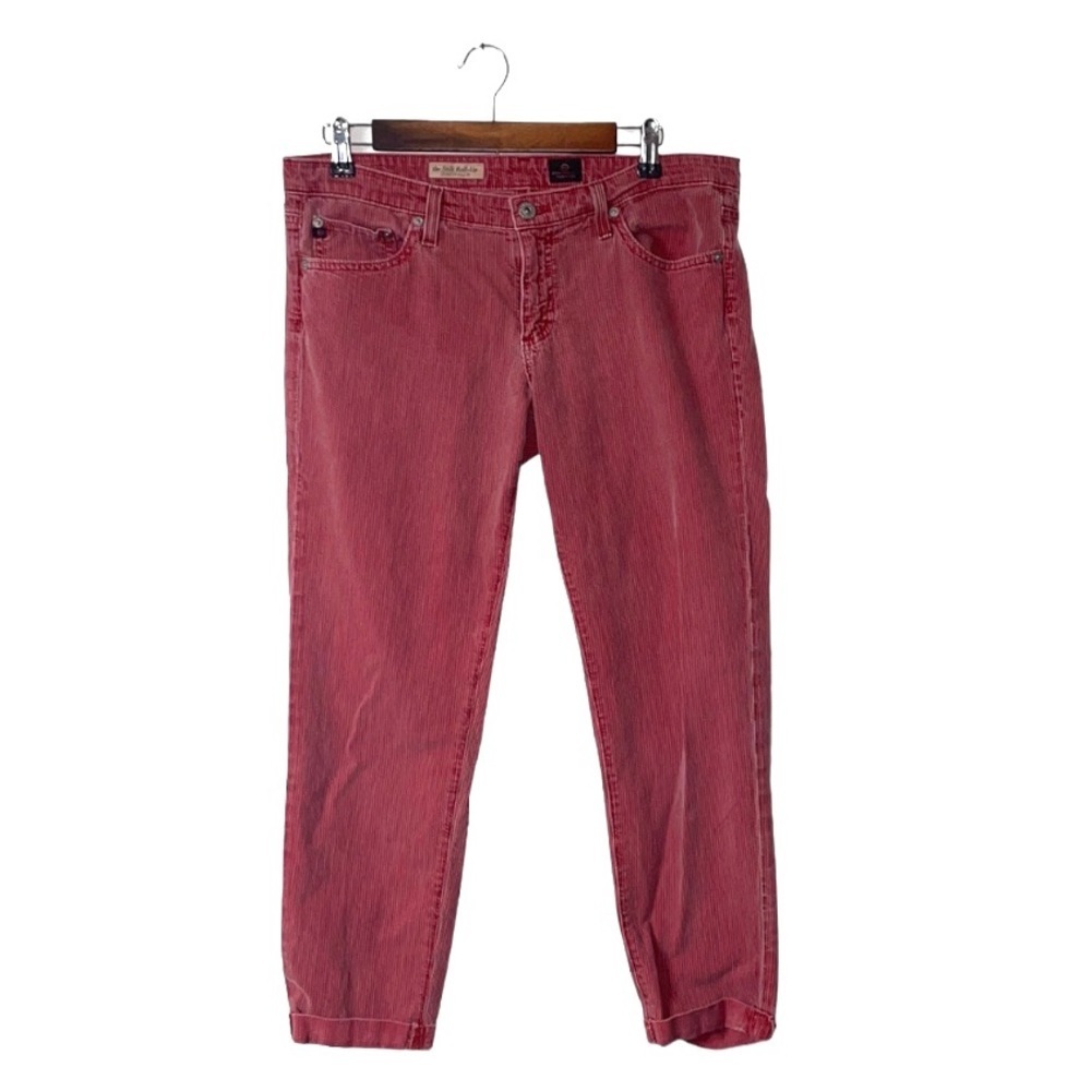 AG Adriano Goldschmied Stilt Roll-Up Cigarette Red Straight Jeans Women Size 31